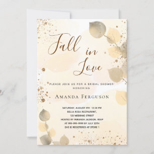 Bridal Shower golden eucalyptus glitter fall Invitation