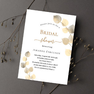 Bridal Shower golden eucalyptus sprigs luxury Invitation