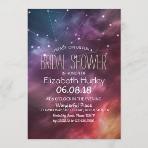 Bridal Shower Gorgeous Stars Nebula Constellations Invitation