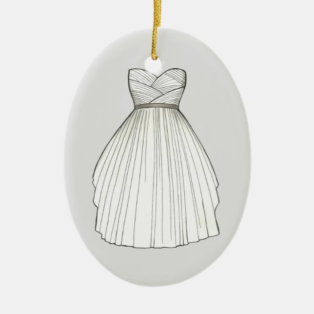 Bridal Shower Gown Bride Wedding Princess Dress Ceramic Tree Decoration (Front)