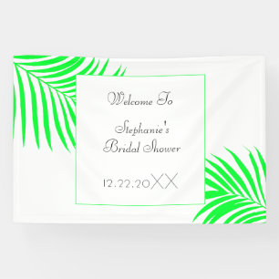 Bridal Shower Green Palm Tree Leaves Art Wedding Banner