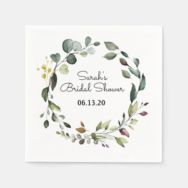 Bridal Shower Green Vine Napkin Wreath (Front)