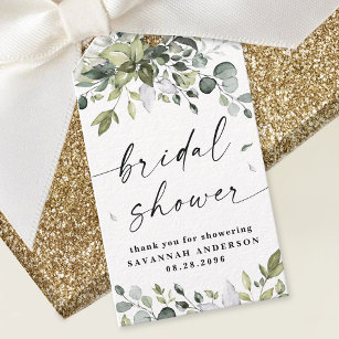 Bridal Shower Greenery Elegant Thank You Favour Gift Tags