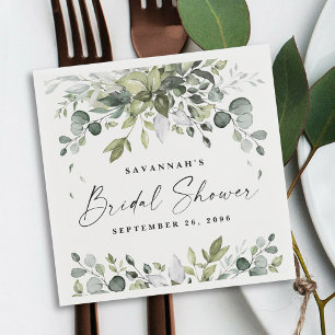 Bridal Shower Greenery Elegant Watercolor Bohemian Napkin