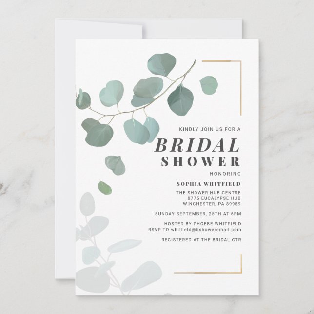 Bridal Shower Greenery Eucalyptus Botanical Invitation (Front)