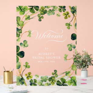 Bridal Shower Greenery Shamrock Welcome Sign