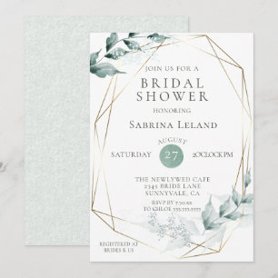 Bridal Shower   Greyed Jade Green Botanical Invitation