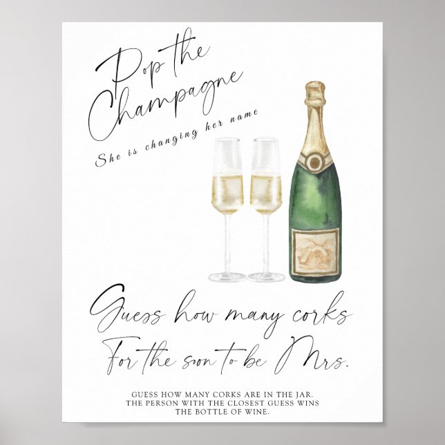 Bridal Shower Guess How Many Corks Poster (Front)
