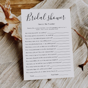 Bridal Shower Guess the Number Game, Invitation