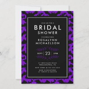 BRIDAL SHOWER   Halloween Purple Bat Pattern Invitation