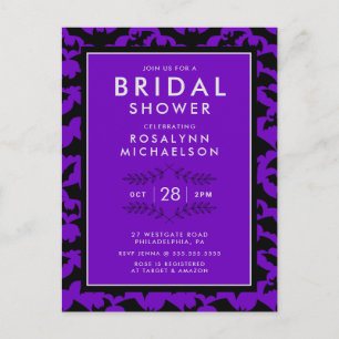 BRIDAL SHOWER   Halloween Purple Bat Pattern Postcard