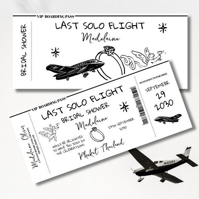 Bridal Shower Hand Boarding Pass Last Solo Flight  Invitation (Creator Uploaded)