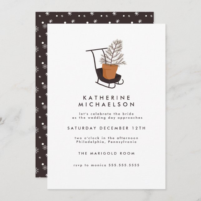 BRIDAL SHOWER | Holiday Tree Sled Invitation (Front/Back)