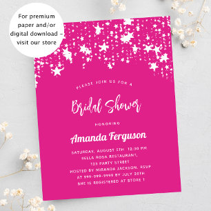 Bridal Shower hot pink stars budget invitation Flyer