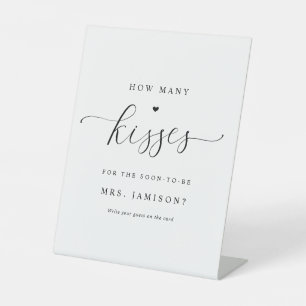 Bridal Shower How Many Kisses Game Elegant Simple Pedestal Sign