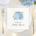 Bridal Shower Hydrangea Blue Floral Napkin<br><div class="desc">These bridal shower napkins feature a blue hydrangea flower bouquet with leaf foliage. You can personalise these napkins with the bride's name. These napkins are part of a collection which includes a range of matching wedding stationery and bridal items. Please visit our store or view our collection pages to see...</div>