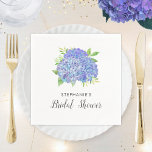 Bridal Shower Hydrangea Purple Floral Napkins<br><div class="desc">These bridal shower napkins feature a purple hydrangea flower bouquet with leaf foliage. You can personalise these napkins with the bride's name. Other matching bridal shower party supplies also available.</div>
