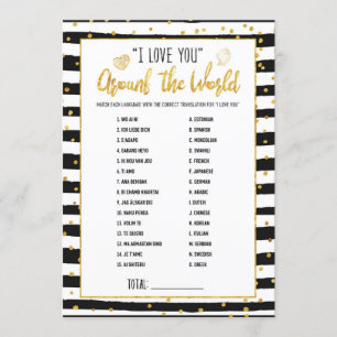 Bridal Shower I Love You Around the World Game Invitation