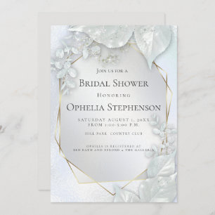 BRIDAL SHOWER Icy Blue Pearl Shimmer Invitation