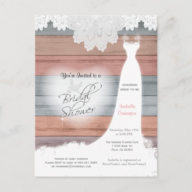 Bridal Shower in a Colourful Beach Wood Design Invitation Postcard (Front)