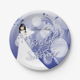 Bridal Shower in a Pretty Navy Blue and White Paper Plate