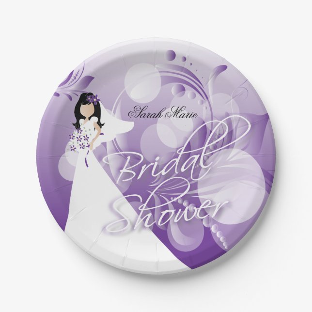 Bridal Shower in a Pretty Purple and White Paper Plate (Front)