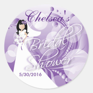 Bridal Shower in a Purple and White Classic Round Sticker