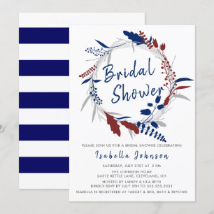 Bridal Shower in a Whimsical Blue Floral Wreath Invitation