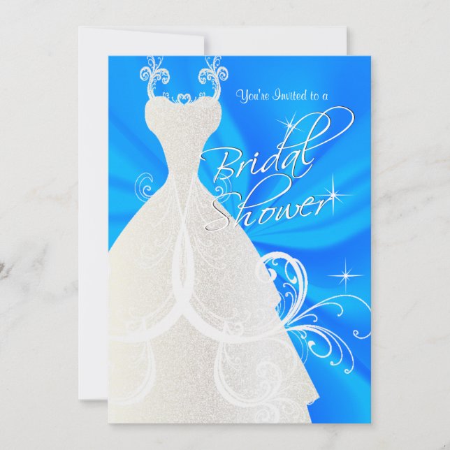 Bridal Shower in Baby Blue Satin Invitation (Front)
