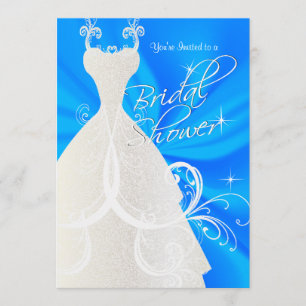 Bridal Shower in Baby Blue Satin Invitation