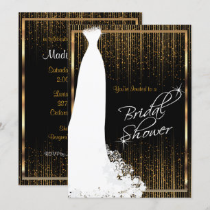 Bridal Shower in Black & Gold Invitation