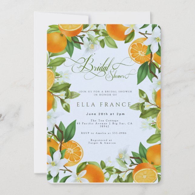 Bridal Shower in Bloom & Lemons Invitation (Front)