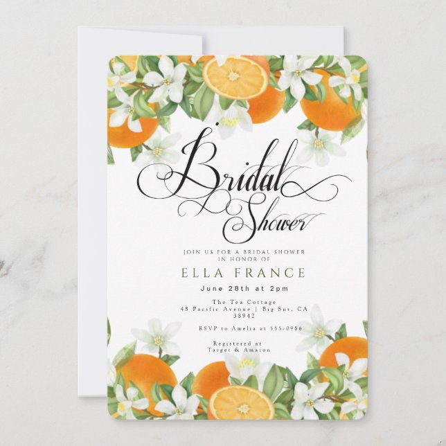 Bridal Shower in Bloom & Lemons Invitation (Front)