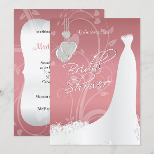 Bridal Shower in Dusty Rose Floral Satin Invitation