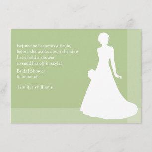 Bridal Shower in Green with Bride Silhouette Invitation