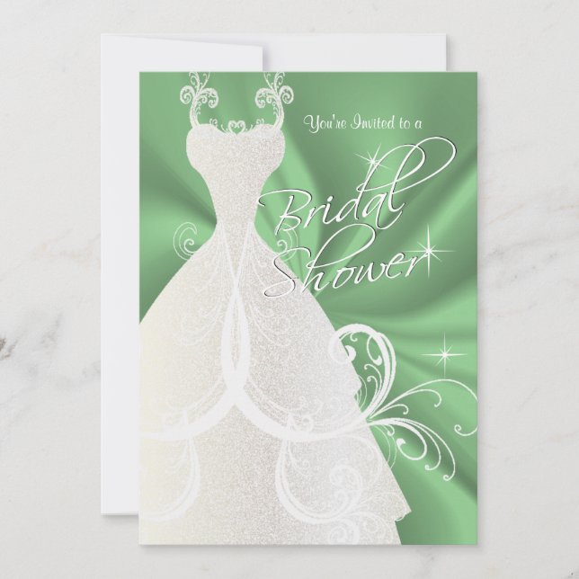 Bridal Shower in Mint Green Satin Invitation (Front)