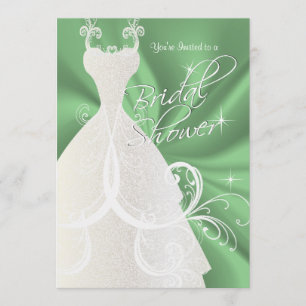 Bridal Shower in Mint Green Satin Invitation