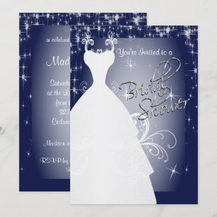 Bridal Shower in Navy Blue Starry Night Invitation