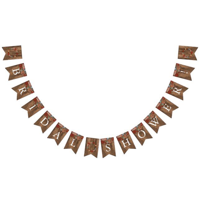 Bridal Shower in Rustic Floral Wreath Bunting (All)