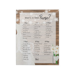 Bridal Shower in Rustic Wood String Lights Game 1 Notepad