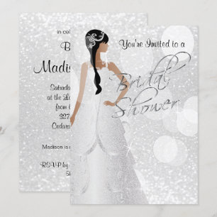Bridal Shower in White Glitter Invitation