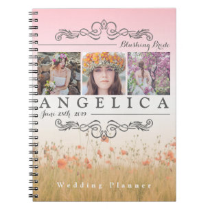 Bridal Shower Instagram Wedding Ombre Photo Grid Notebook