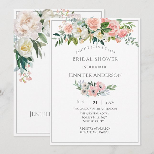 Bridal  Shower Invitation, A Magical Rose Garden Invitation (Front/Back)