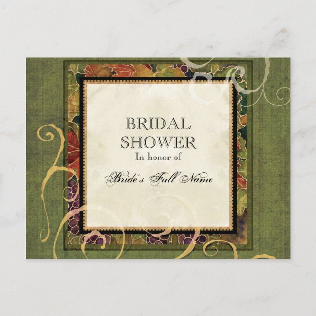 Bridal Shower Invitation Autumn Grape Leaf (Front)