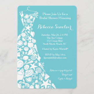 Bridal Shower Invitation, Beach, Sea Shell Dress Invitation