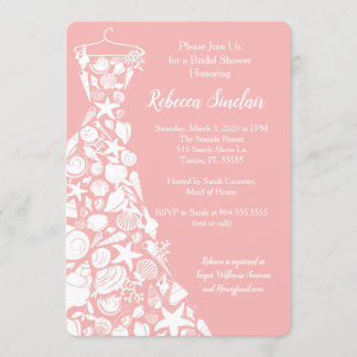 Bridal Shower Invitation, Beach, Sea Shell Dress Invitation
