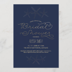 Bridal Shower Invitation - Beach, Starfish, Gold