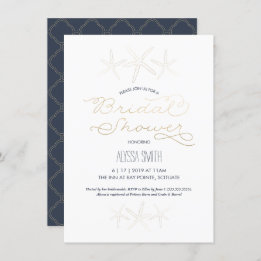 Bridal Shower Invitation - Beach, Starfish, Gold