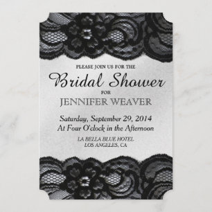 Bridal Shower Invitation Black Lace and Satin