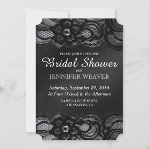 Bridal Shower Invitation Black Lace and Satin